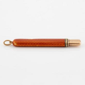 A Fabergé gold, silver and enamel pen, August Holmström, St. Peterburg 1898/9-1903.