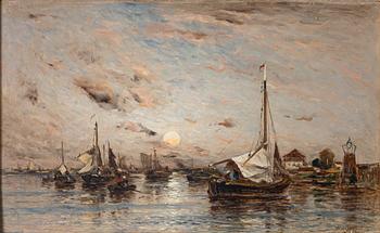 Wilhelm von Gegerfelt, Coastal scene with fishing boats.
