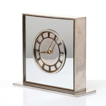 Estrid Ericson, a pewter and brass table clock, Firma Svenskt Tenn, Stockholm 1932.