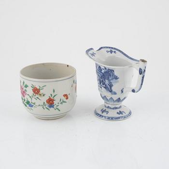 FAt, kanna och skål, kompaniporslin. Qingdynastin, 1700-tal.