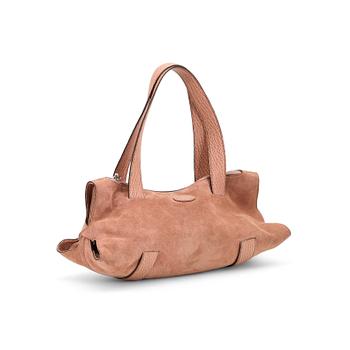 TOD'S, a pale pink suede handbag.
