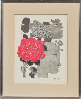 STIG LINDBERG, blandteknik, signerad och daterad 76.