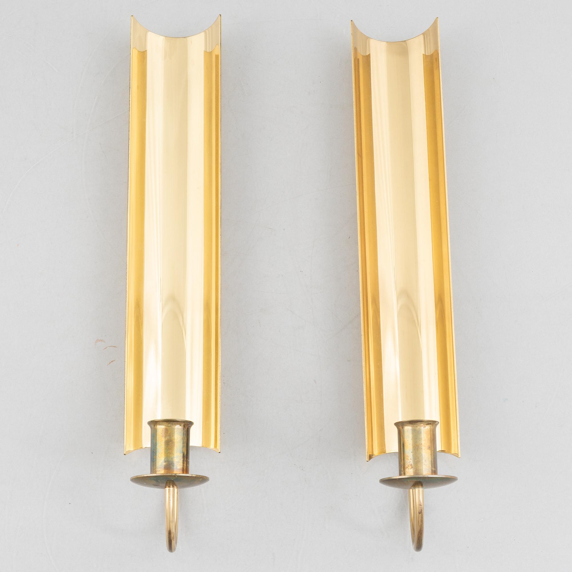 Pierre Forssell, a pair of wall sconces, 'Reflex', Skultuna, 1990-94.