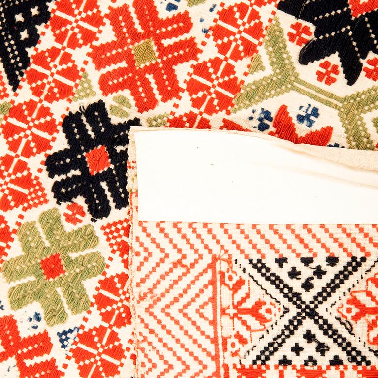 Quilt from Skåne, circa 1900, composed of two sewn together panels, approximately 164x117 cm.