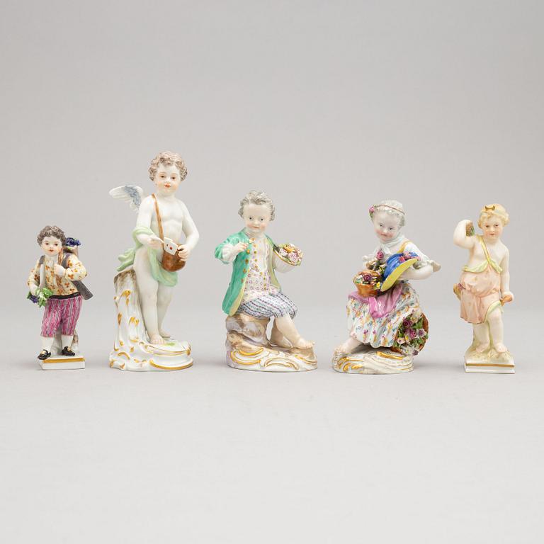 A group of five German porcelain figures, Meissen and Berlin, circa 1900.