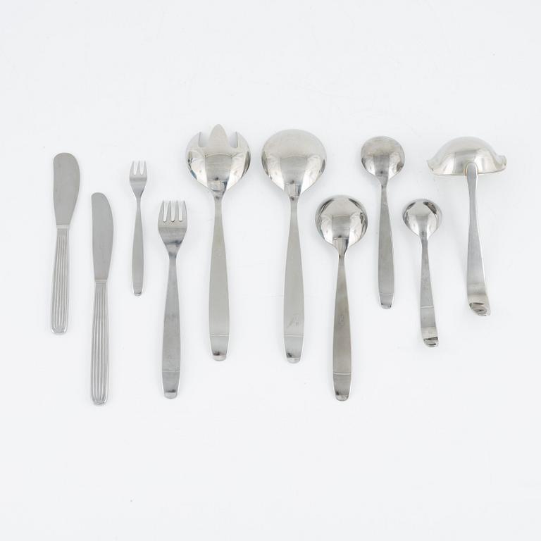 Kaj Franck, bestickservis, 64 delar, rostfritt stål, "Ideal", Hackman, 1950-tal.