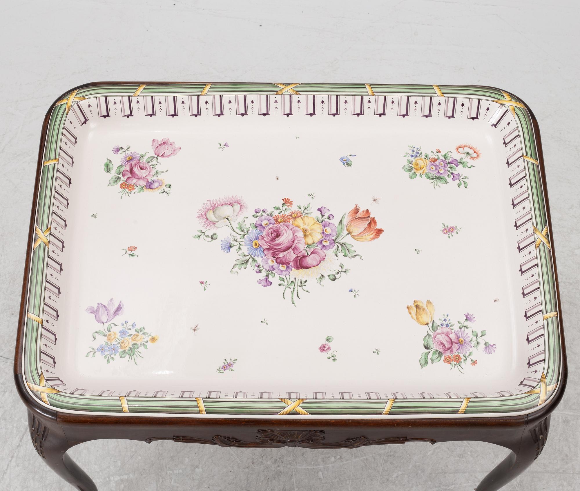 A Rococo-style tea table, Rörstrand, Sweden, 1910's.