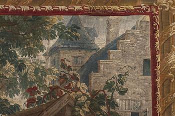 Jacob van der Borcht, vävd tapet, "Kermess" gobelängteknik ca 337 x 278 cm, Bryssel, Flanderna, signerad I. V. D BORCHT & Bryssels stadsmärke.