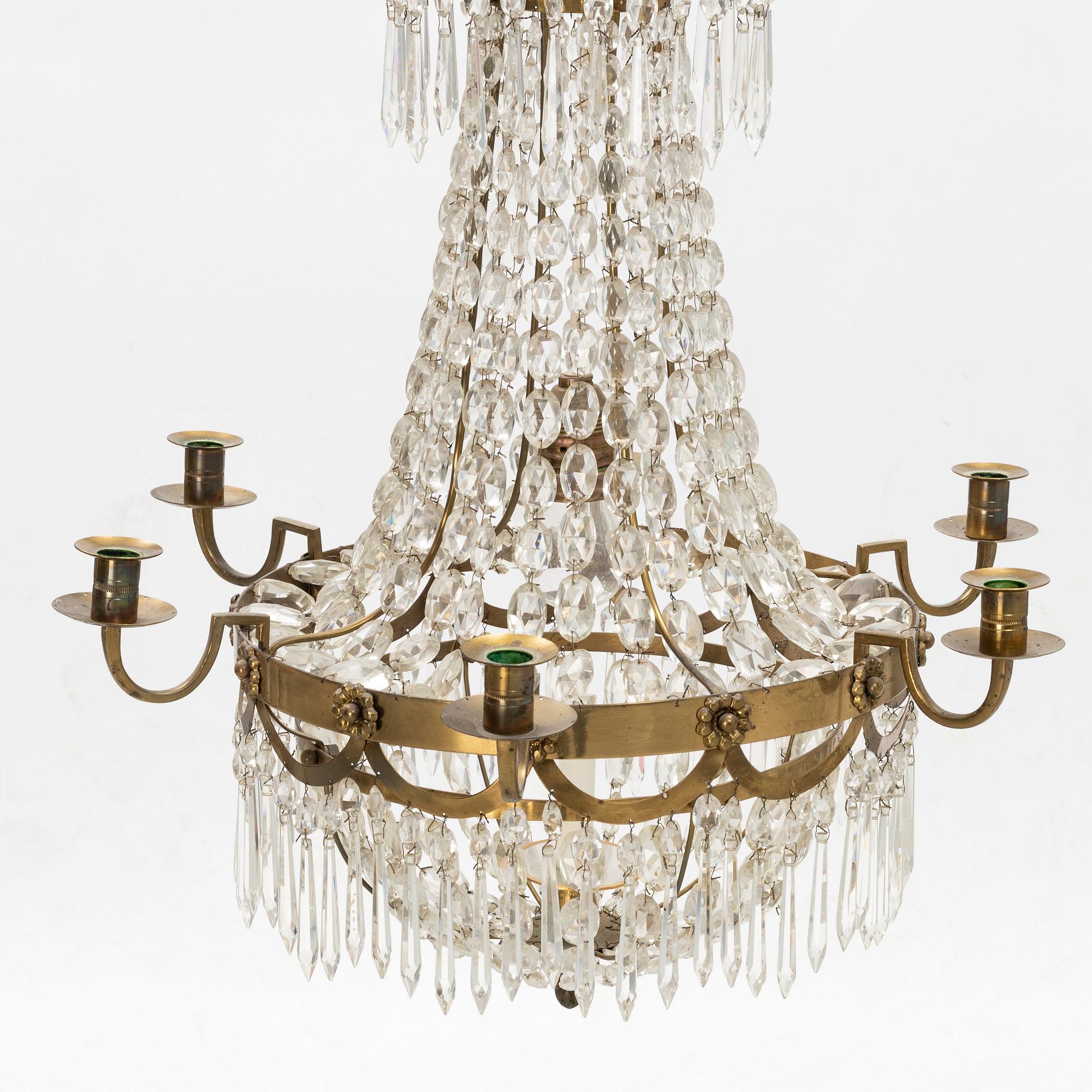 A Gustavian style chandelier, early 20th century.