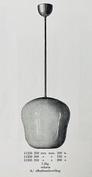 Harald Notini, a pair of ceiling lamps, model '11335/A', Arvid Böhlmarks Lampfabrik, Sweden, 1940s.