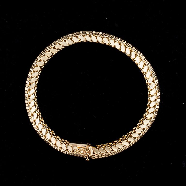 ARMBAND, 14K guld, Italien, importstämplar Faber Art. Vikt 40,7 g.