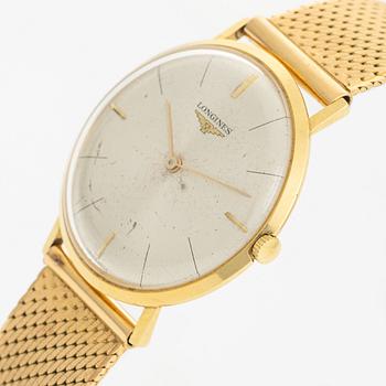 Longines, wristwatch, 18K gold, 34 mm.