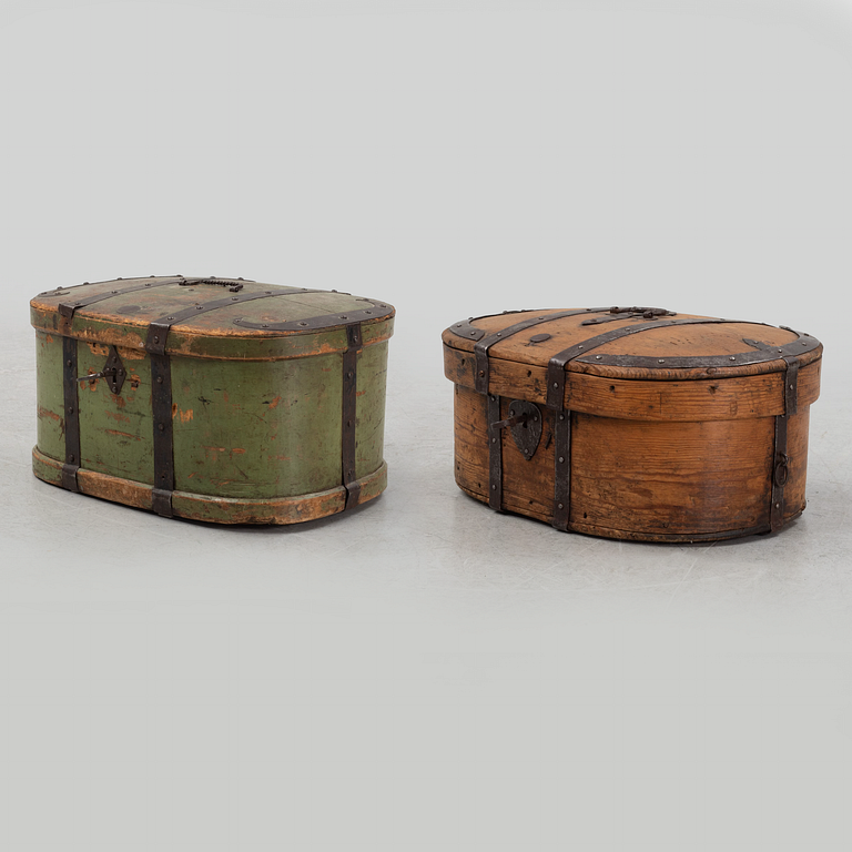 Two pine boxes, 19th Century.