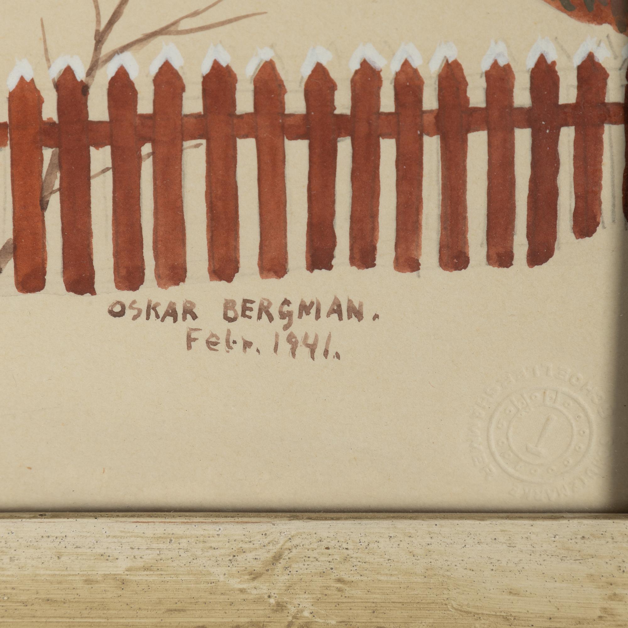 Oskar Bergman, watercolour & goucahe, signed and dated Febr. 1941.