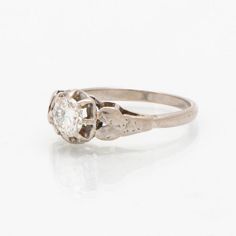 Ring, solitaire, 18K vitguld, 1 briljantslipad diamant ca 0,50 ct, Inclusions, storlek ca 16,25/51.