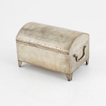 A silver chest/box, with import marks/tax marks from the Netherlands, possibly 19th century.