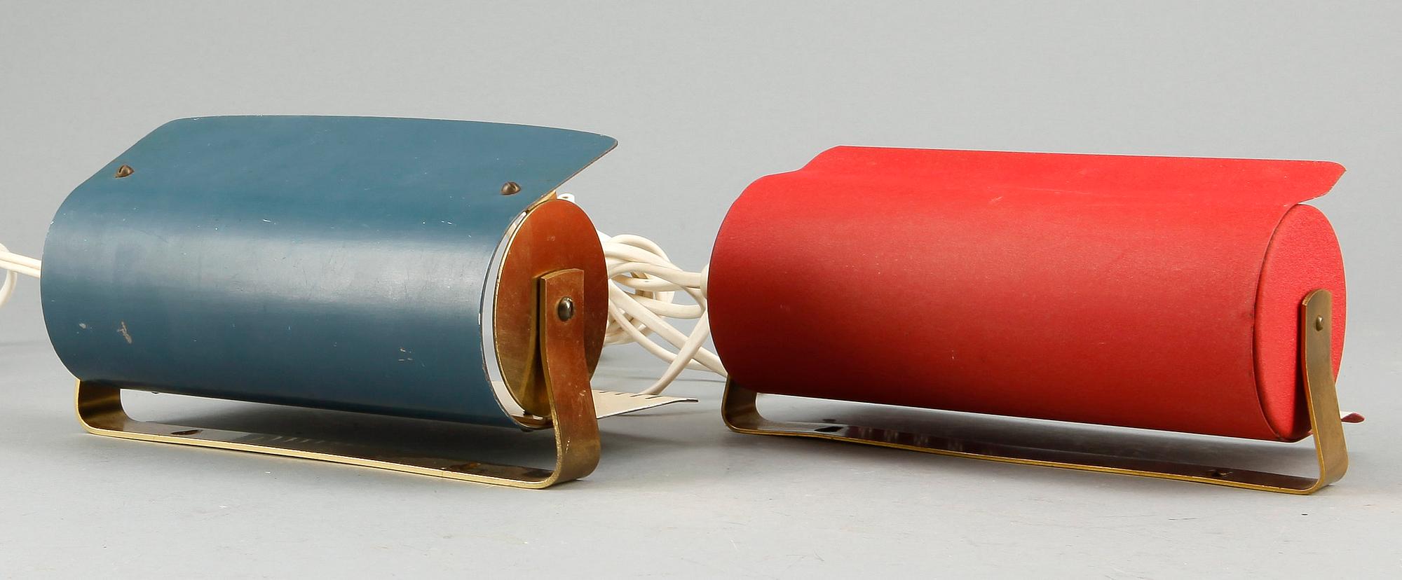VÄGGLAMPOR, 2 st, 1950/60-tal.