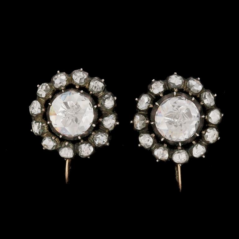 A pair of old cut diamond earrings.