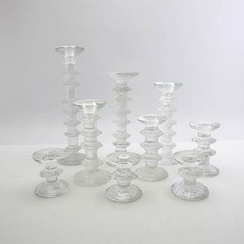 Timo Sarpaneva, ljusstakar 9 st "Festivo" Iittala Finland gjutet glas.