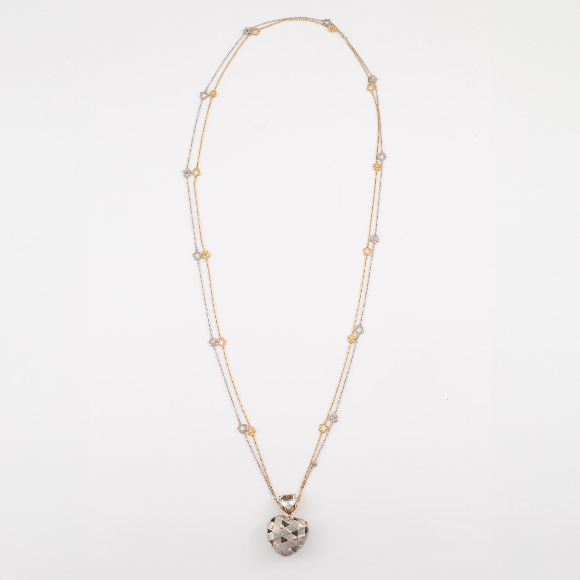 Ole Lynggaard, necklace in 18K gold and white gold with a heart-shaped aquamarine and brilliant-cut diamonds.