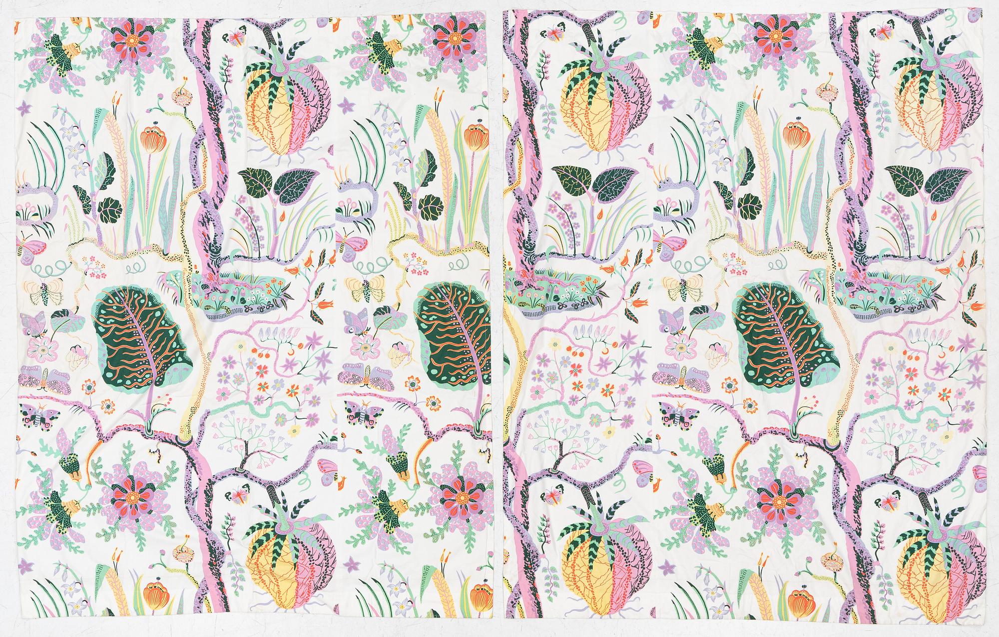 Josef Frank, Curtain panels, two pieces, cotton, in the “Hawaii” pattern, Firma Svenskt Tenn.