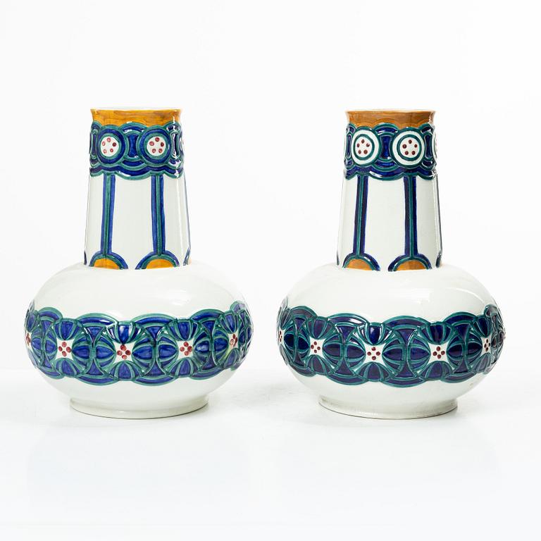 Alf Wallander, Vases, a pair, Art Nouveau, Rörstrand, early 20th century.