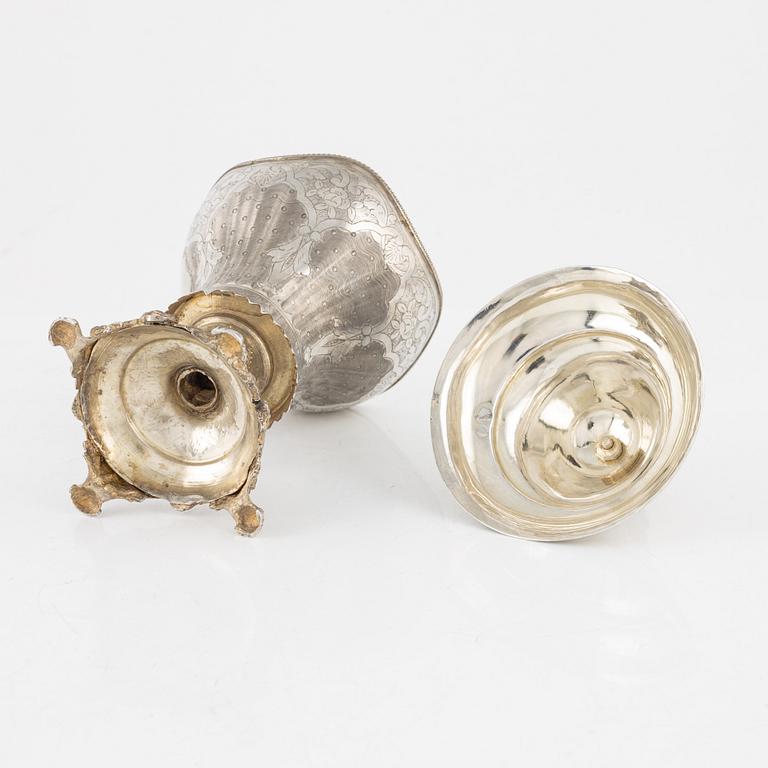Sockerskål med lock, silver, Osmanska Riket, omkring år 1900.