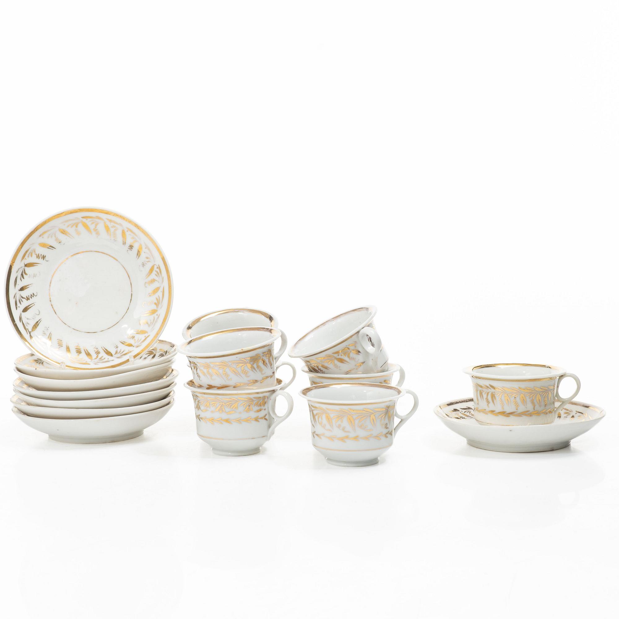 Eight cups with saucers, Late Empire, mid-19th century.