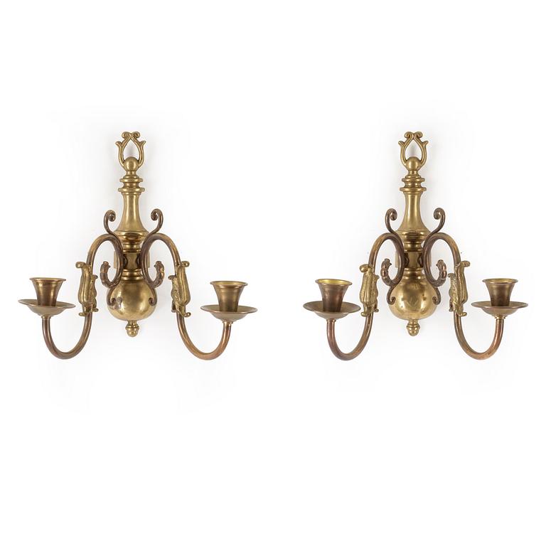 LAMPETTER, ett par, mässing. Barockstil, 1900-tal.