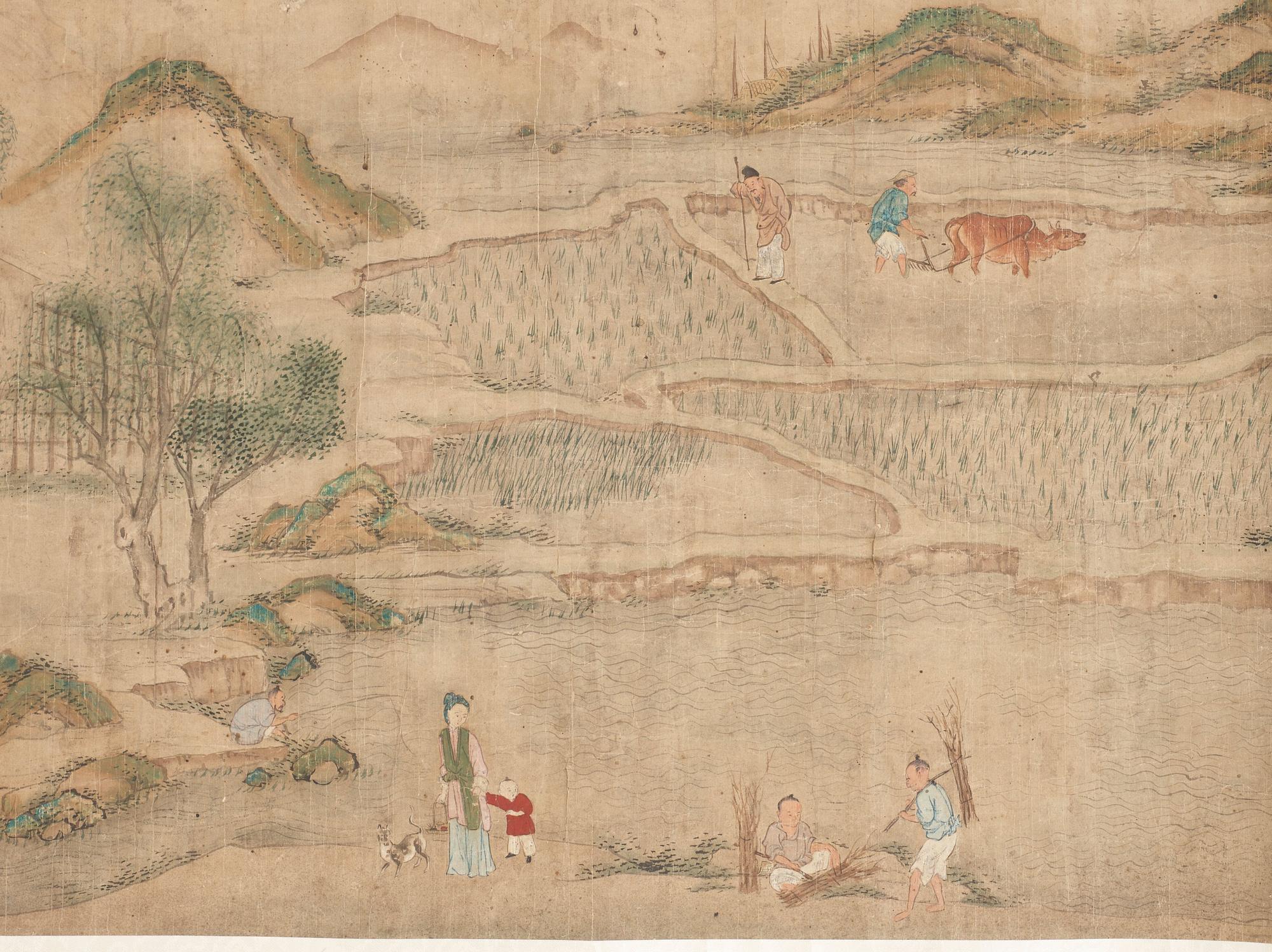 RULLMÅLNING med KALLIGRAFI, Qing dynastin, 1800-tal.