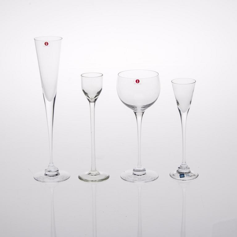GLASSERVIS, 24 st + 9 st, bl a "Aurora", Heikki Orvola, Iittala, 1900-talets slut.