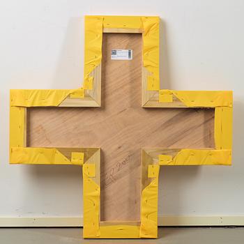 GREAR PATTERSON, initialed GP  2017 on verso. In 3 parts. Sailing material and tarpaulin on board.