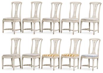 Ten Gustavian chairs by E. Öhrmark.