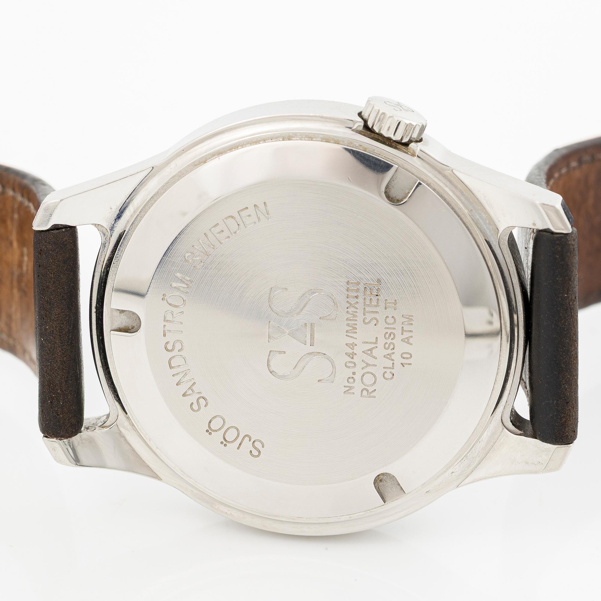 Sjöö Sandström, Royal Steel Classic II, wristwatch, 41 mm.