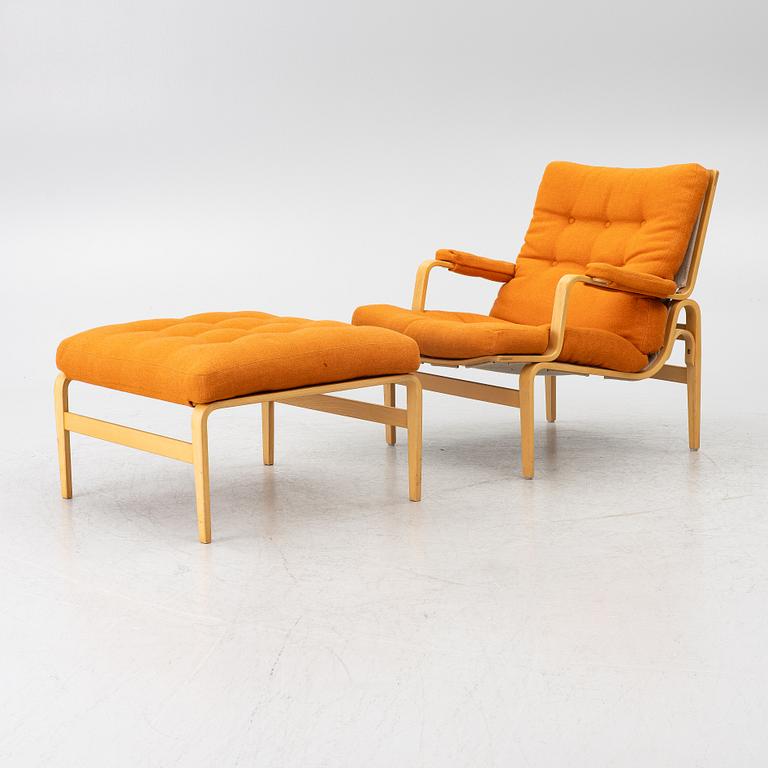 Bruno Mathsson, an 'Ingrid' armchair with ottoman, Dux.