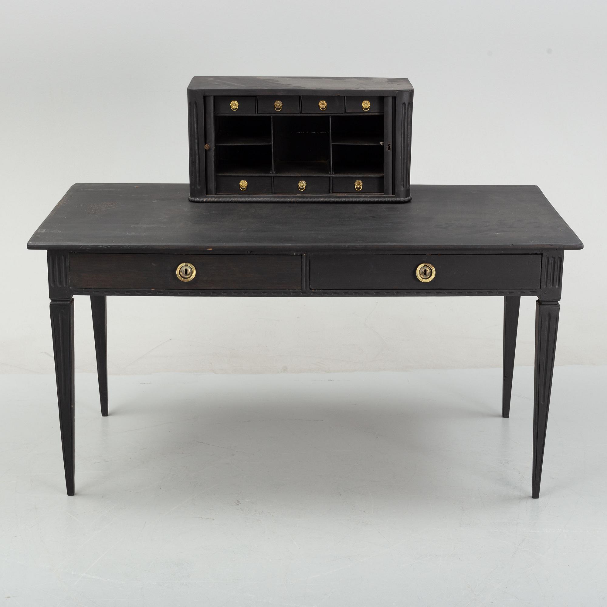 A gustavian style painted desk, circa 1900.