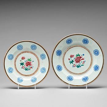 835. Two famille rose dishes, Qing dynasty, Qianlong (1736-95).