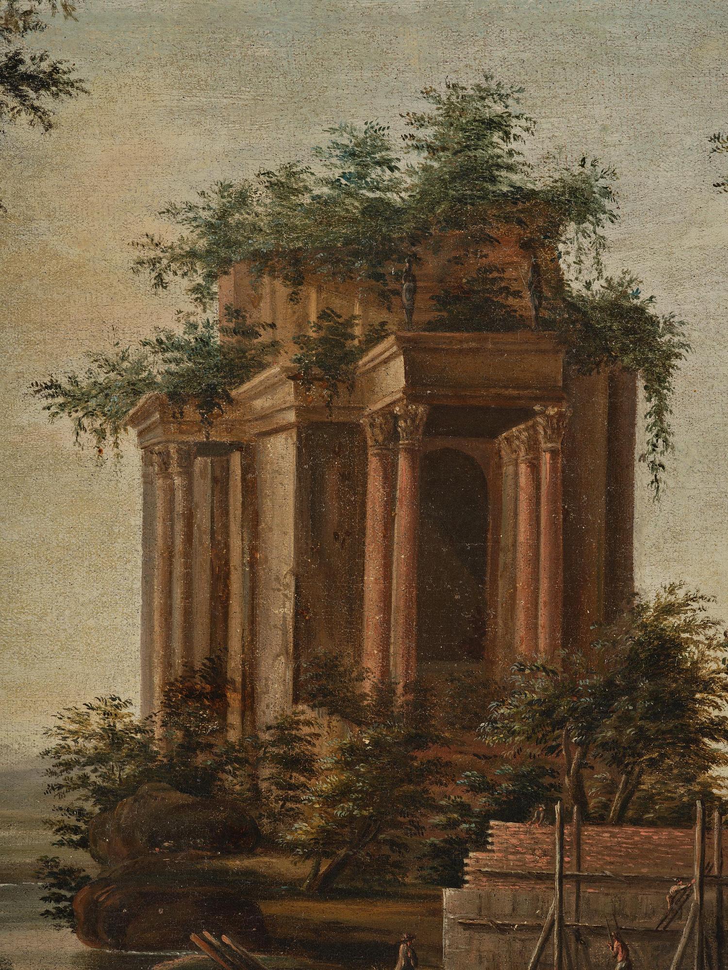 Domenico Roberti, tillskriven, Ruinlandskap med figurer.
