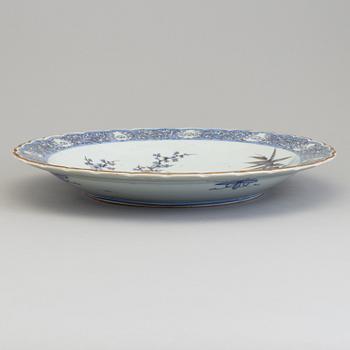 A Japanese blue and white porcelain charger, Meiji (1868-1912).