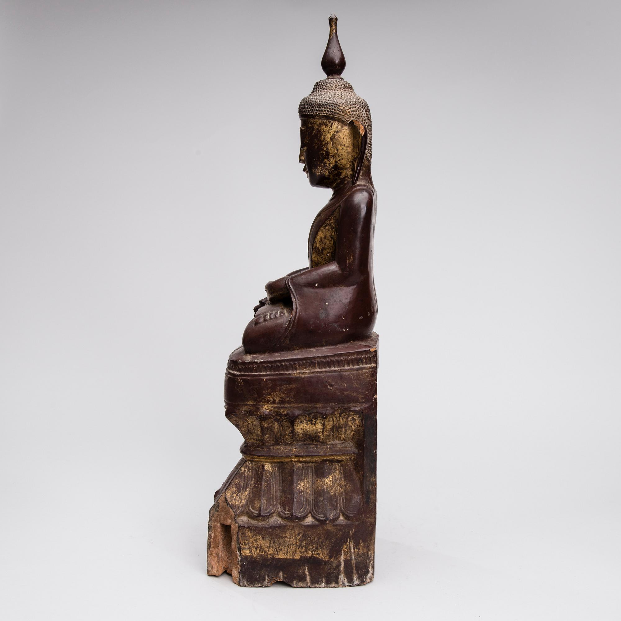 BUDDHA, trä, Burma, sekelskiftet 1800/1900.