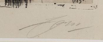 Anders Zorn, a signed etching from 1909.