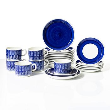 Arthur Percy, kaffeservisdelar, 17 st, "Blå Hyacint", Gefle.