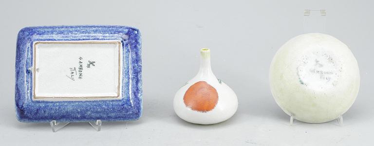 PARTI KERAMIK, 3 delar, Guido Gambone, Italien, omkring 1900-talets mitt.