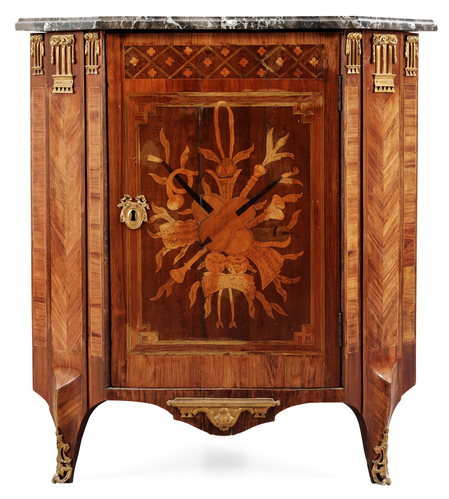 A late 18th Century Louis XVI encoignure stamped by Martin Ohneberg.