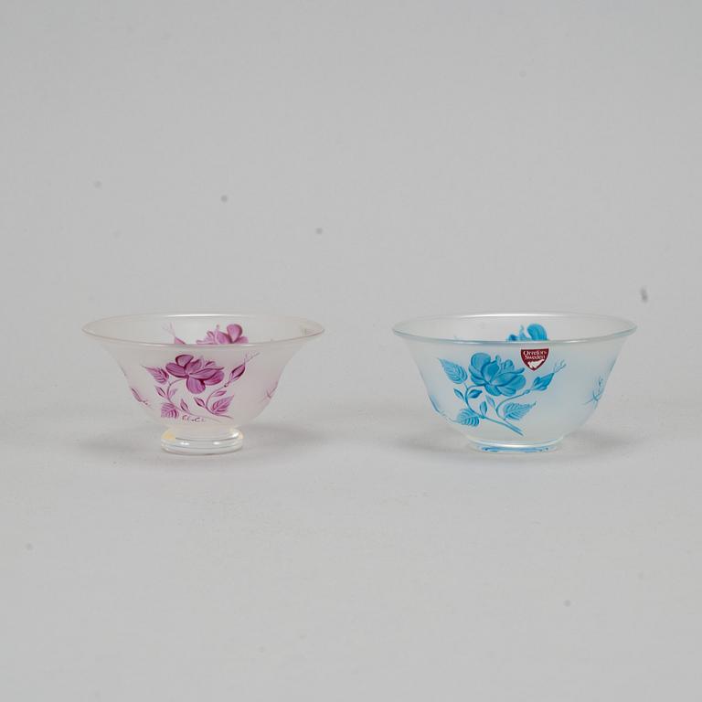 Eva Englund, skålar, glas, Orrefors, signerade.