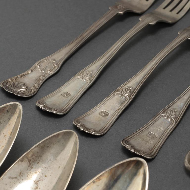 28 pcs of silverware, 19th century.