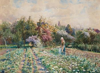 880. Anna Gardell-Ericson, I blomsterlandet, motiv från Visby.