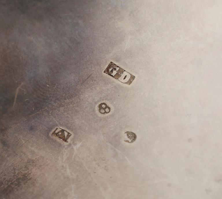 KAFFESERVIS, 3 delar, silver, Gustaf Dahlgren, Malmö 1852. Total vikt ca 1598 g.