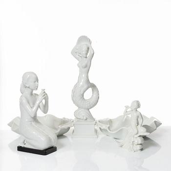 Harald Salomon, Figurines and bowls, 5 pieces, porcelain, Rörstrand.