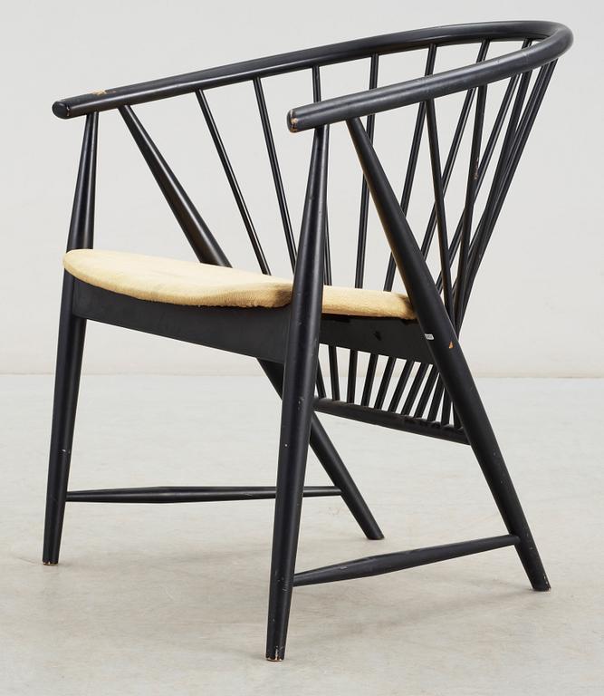 KARMSTOL, "Solfjädern", Sonna Rosén, Nässjö Stolfabrik, formgiven 1948.